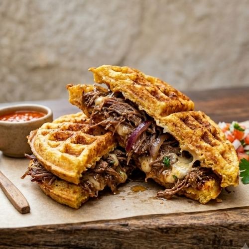 Sanduwaffle Carne de Sol
